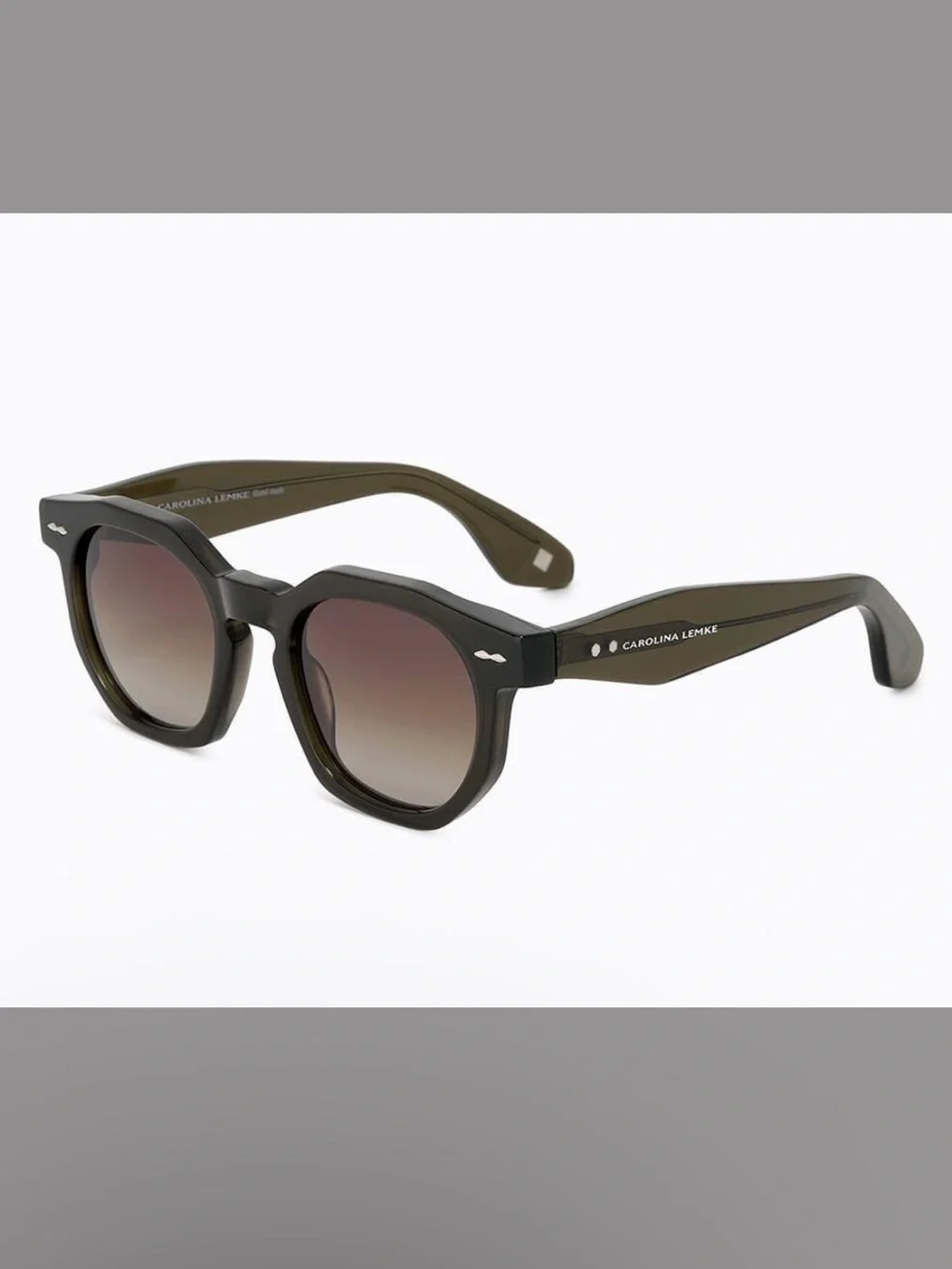 Carolina Lemke Olive Green Round Sunglasses